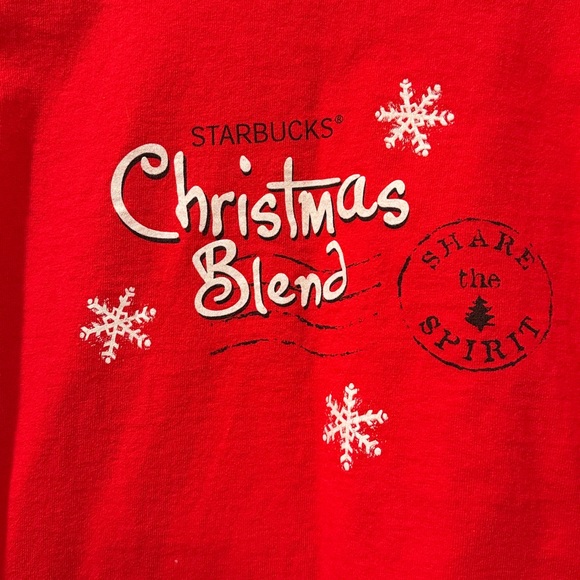 RARE Starbucks Size XL Vintage Red Shirt Christmas Blend OLD LOGO Top - Picture 5 of 6